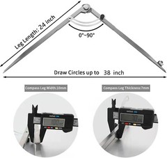 Portable 24-Inch Metal Compass for Professional Woodworking and Geometry Tasks