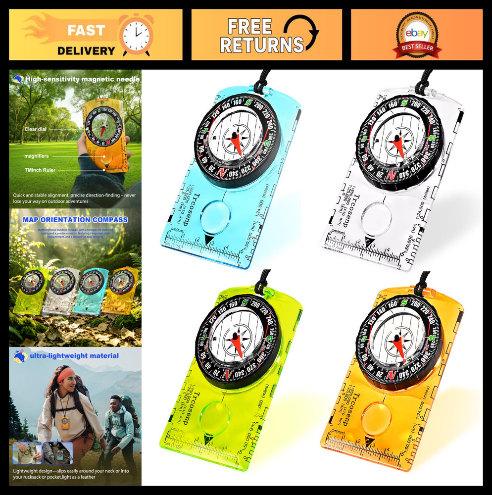 Multifunctional Waterproof Compass for Kids – Adjustable Declination, Magnifier,