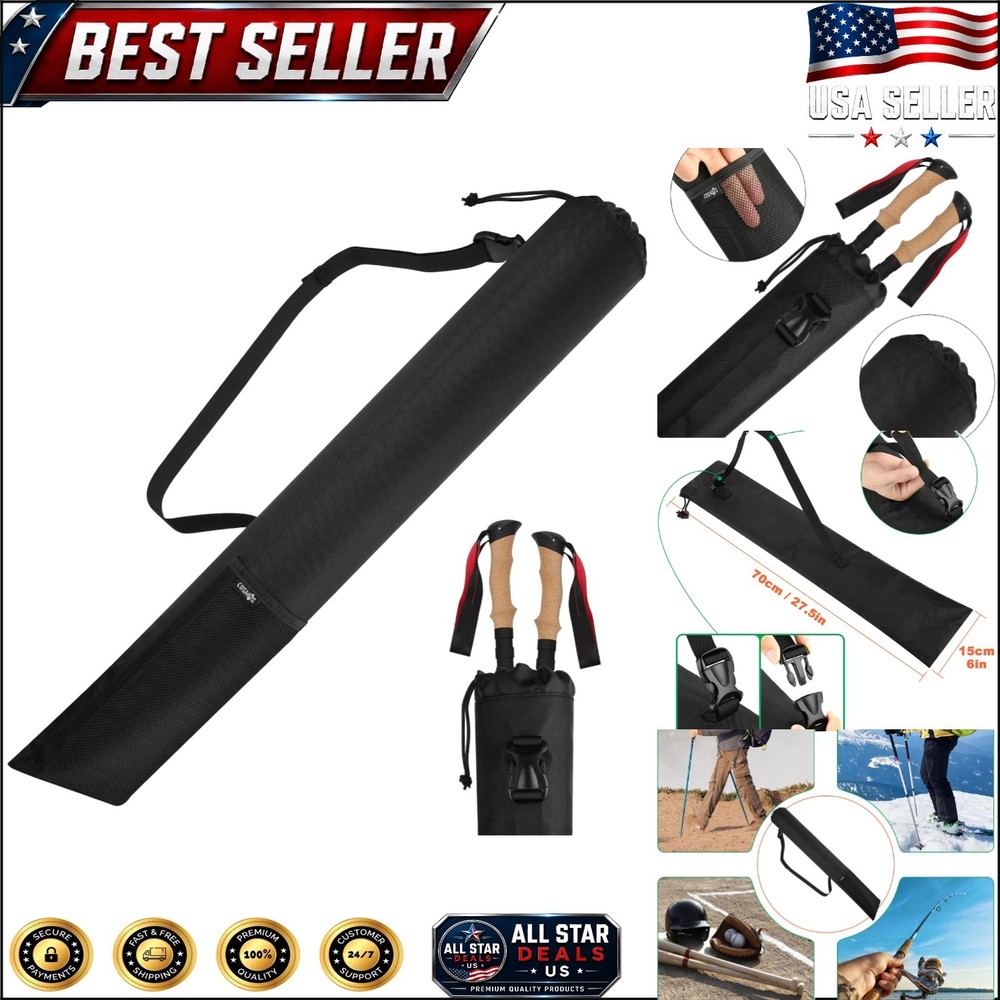 Lightweight Trekking Pole Storage Bag with Drawstring Closure – Black, 27.5 Inch
