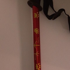 Red Adjustable Aluminum Trekking Pole, Animal Tracks, Twist Lock, Foam Grip