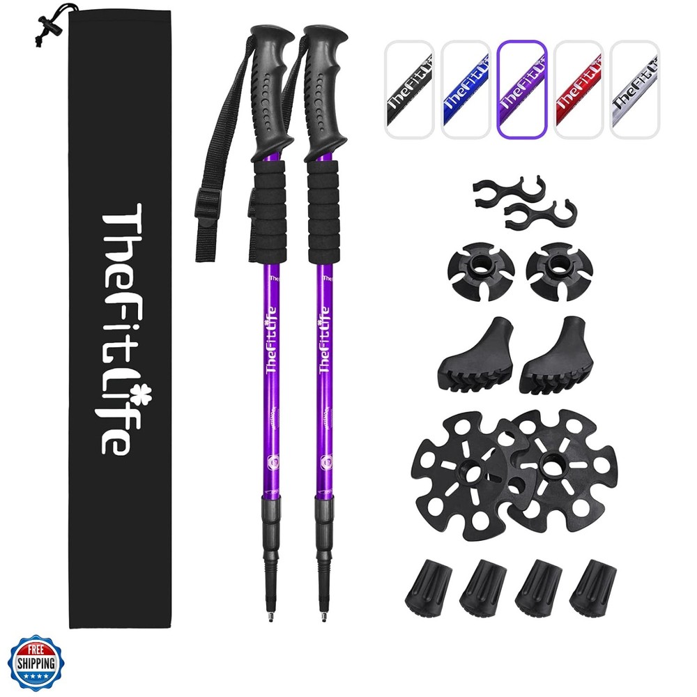 Nordic Walking Trekking Poles – 2 Sticks with Anti-Shock and Quick Lock Syste…