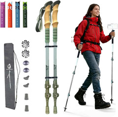 Collapsible Lightweight Trekking Poles with Quarter Inch Thread for Hiking