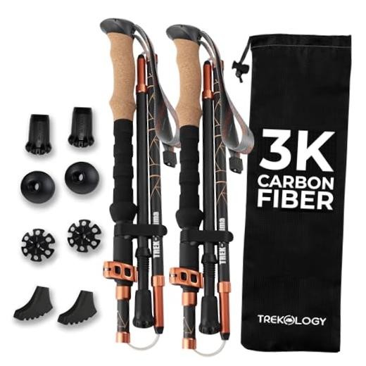 Trek-Z Prima 3K Carbon Fiber Trekking 100–120 cm (for Height: 4’11” to 5’10”)