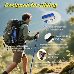 2 PCS 7075 Aluminum Ultralight Folding Trekking Poles Walking Sticks Hiking