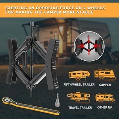 Camper Wheel Chock Stabilizer 2 Sets, Double Tire Spacing:3.5in-12in, Black