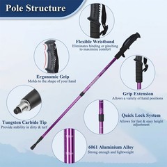 2x Trekking Poles Nordic Walking Hiking Sticks Anti-shock Adjustable Alpenstock