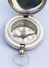 Silver Vintage Compass Handmade Solid Brass Hiking Camping Push Button Compass