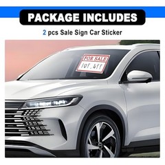 2-Pack Automotive Decals 12×8 Inch For Sale Sign Stickers, Self-Adhesive