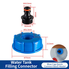 RV Water Tank Connector Quick Connect Fitting Blue Cap for Smooth Fill
