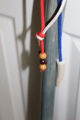 Custom Made Red Oak Walking Hiking Stick with Antler Morel Carving on Top