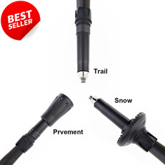 Folding Trekking Pole Adjustable Walking Stick Portable Mobility Aid Black – US