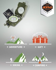 High Accuracy Military Compass with Adjustable Prism Lens for Navigation