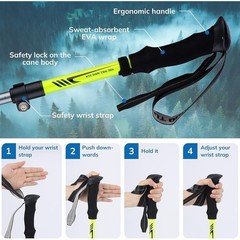 Lightweight 7075 Aluminum Trekking Poles Adjustable Anti-Slip Handle Shock Tips