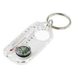 Pocket Survival Compass Multifunction Mini Keychain Camping Compass Thermometer