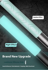 142CM luminous Tactical Trekking Pole, Folding with Compass Whistle Knife HooK
