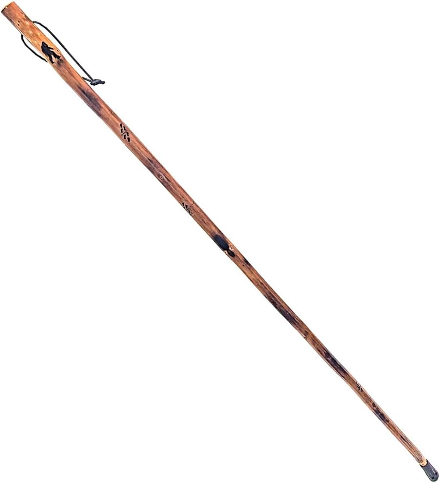 55-Inch Bigfoot Stamped Hard Pine Hiking, Walking, Trekking Stick with Metal Rei