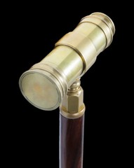 Spyglass Brass Telescope Cane Victorian Style Mahogany Wood Walking Hiking Stick