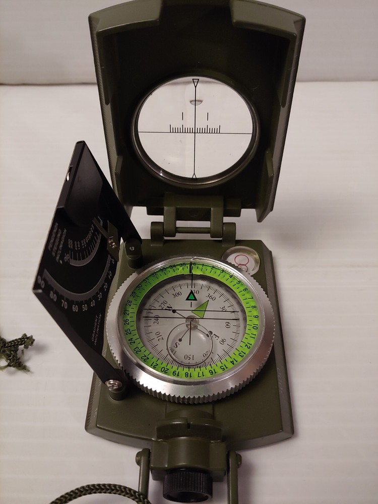 Vintage Military Transit Compass With Original Carrying Case. Color Olive Drab