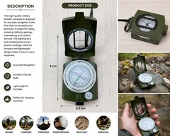 Military Lensatic Compass with Carrying Bag – Waterproof Army Green Survival Com