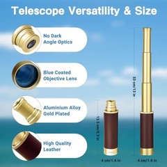 Retro Pirate Telescope Zoomable 25×30 Spyglass Portable Collapsible Handheld