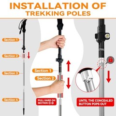Trekking Poles Collapsible Hiking Poles – 2 Pack Aluminum 110-130cm Black