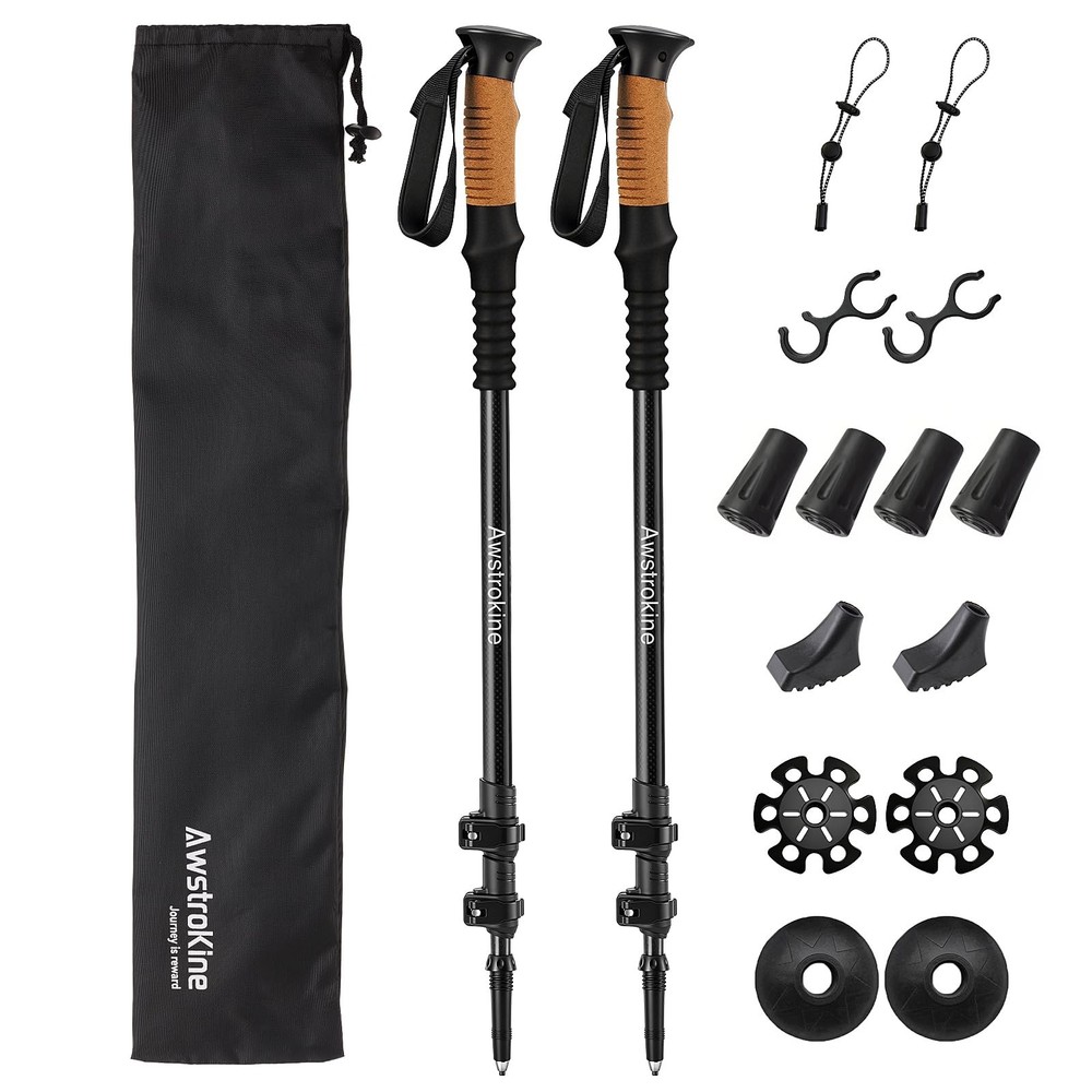 Carbon Fiber Trekking Poles – Lightweight Collapsible Hiking Poles with Cork …