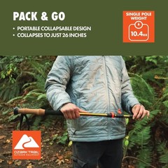 Ozark Trail Aluminum Quick Lock Adjustable Trekking Pole with Grip, 2 Count