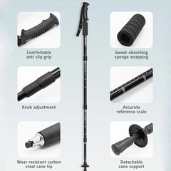 AOLIKES Aluminum Telescopic Hiking Poles Walking Stick 4-Section 50-110cm