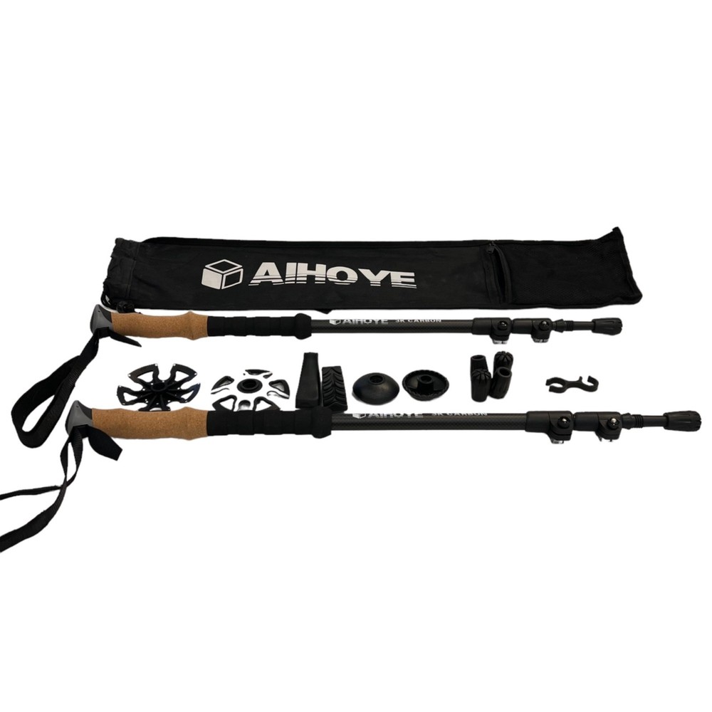 Aihoye Hiking Trekking Walking Poles Body Height 4’5″ to 6’5″ 2 Pack Collapsible