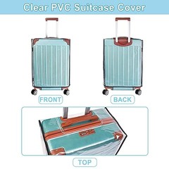 Clear Luggage Cover Protector Bag with Tag – Transparent PVC 24-Inch Black