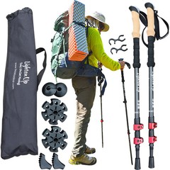 2PCS Ultralight Trekking Poles Carbon Fiber Aluminum Collapsible Hiking