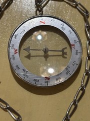 Vintage Japan Double Two Sided Glass Pocket Compass Transparent WWII Rare Chain