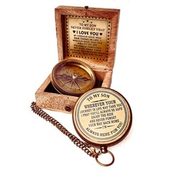 Gift for Son from Mom Dad | Engraved Compass 2″ – Father to Son Gifts, Mom to…