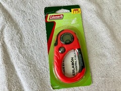 VTG Coleman Compass Clock Alarm Carabiner Clip Camping NOS New Unused Orange