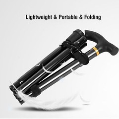 (Black)Aluminium Alloy Telescopic Walking Cane Trekking CH