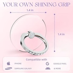 Transparent Phone Ring Holder 2 Pcs, Clear Cell Phone Ring 2 Silver Diamond