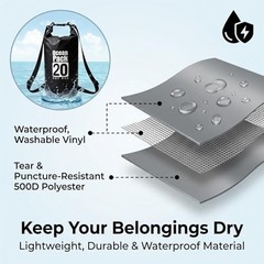 Floating Waterproof Dry Bag 5L/10L/15L/for women-Lightweight&Durable 20L BLACK