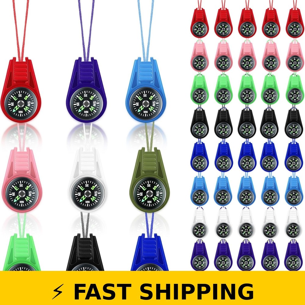 Crssbrohip 25 Pack Mini Compasses for Kids – Colorful Keychain Set