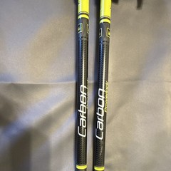 GABEL Carbon Powerlock Trekking Poles Pair Black Yellow Adjustable Foam Grip
