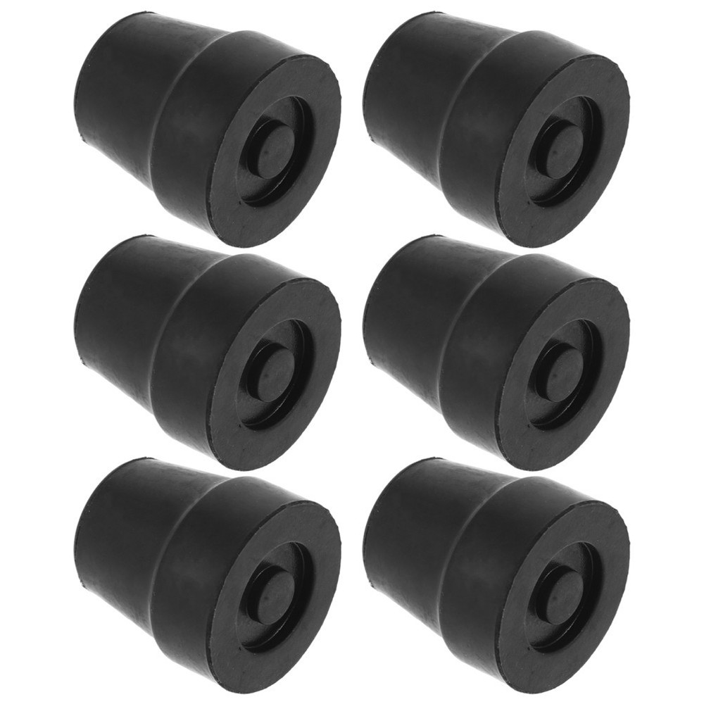 6Pcs Reusable Rubber Walking Cane Tips Replacement for Quad Canes Black
