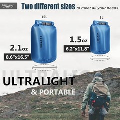 Waterproof Dry Bag 2 Pack/3 Pack, Lightweight Portable Dry Bags, 2 Pack – Blue