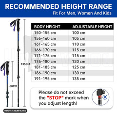 Collapsible Trekking Poles for Hiking 2 Pack – Adjustable Aluminum Hiking Poles,