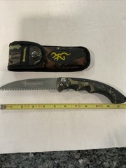 Browning Folding Camp Saw Camo Stainless High Carbon Knife w/ Sheath 924♨️A2