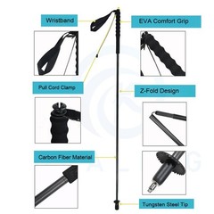 Trekking Poles Carbon Fiber Foldable Lightweight Portable Outdoor Hiking Walking