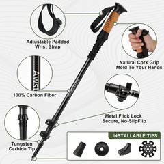 Carbon Fiber Trekking Poles – Lightweight Collapsible Hiking Poles with Cork …