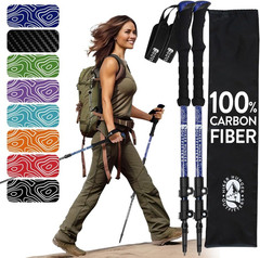 1100% Carbon Fiber Trekking Poles by USA Brand – Ultra Strong Lightweight Collap