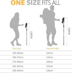 Hiking Poles Nordic Walking Poles Foldable Adjustable Telescopic Lightweight with Rubber