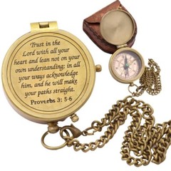 Trust in The Lord Proverbs 3 5-6 Solid Brass Directional Engraved Compass Bap…