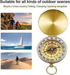 Camping Survival Compass for Hiking,Small Golden Pocket Compass for Kids,Glow…