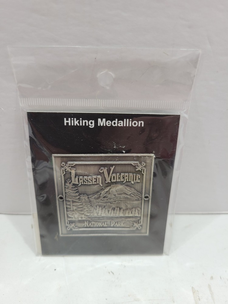 Lassen Volcanic National Park Metal Hiking Medallion with Sharp Points – Silver